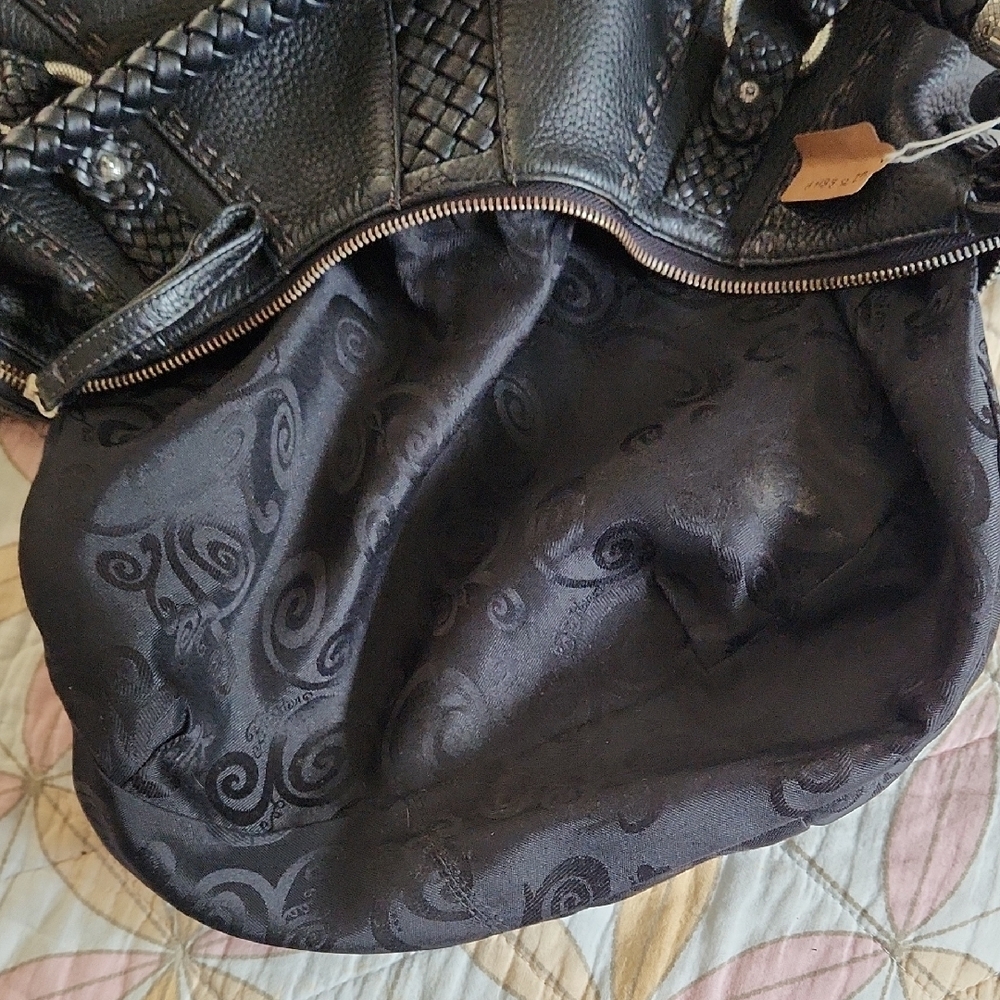 Vintage Brighton Black Hobo Bag with Woven Detailing - Picture 5 of 15